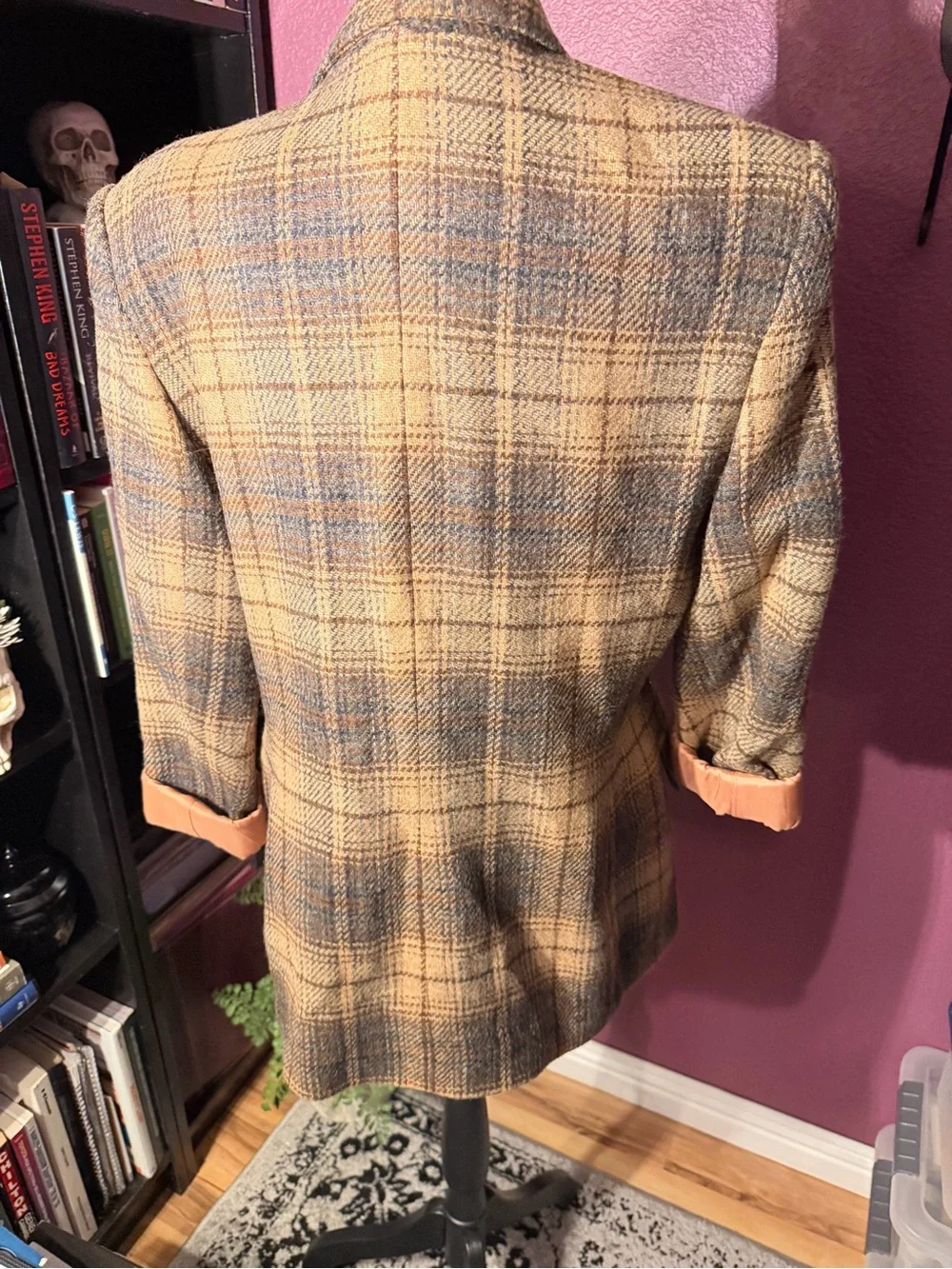Plaid Double-Breasted Blazer- 100% wool